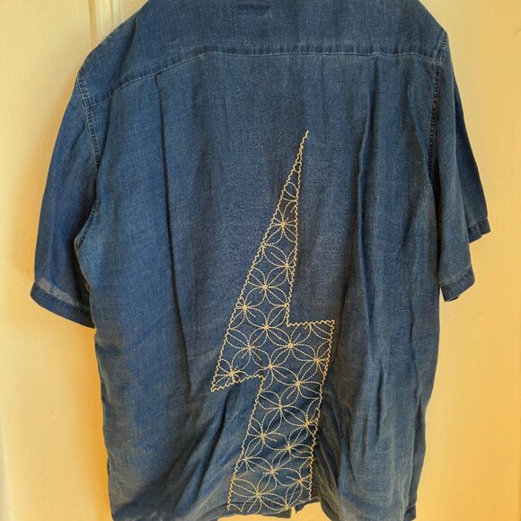 Kapital  Thunderbolt Sashiko Linen Aloha Shirt - Indigo XL - Picture 4 of 5